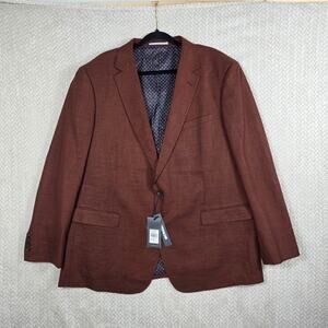Johnny Bigg Blazer Mens 48 Chestnut Brown Linen Blend Stretch NWT Preppy Casual